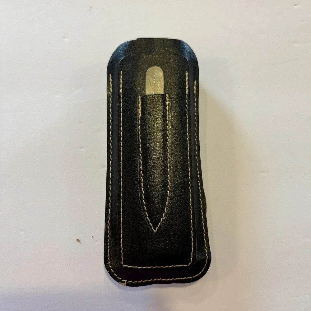 Rare Antique Clothes Vanity Brush,comb,file w/black Leather Case/Made In Germany